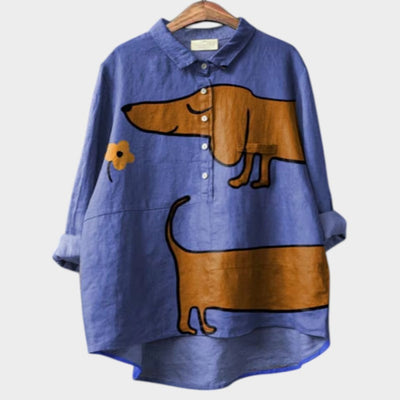 PALMIRA | Oversized Shirt with a Canine Design and Everyday Comfort for a Carefree Look