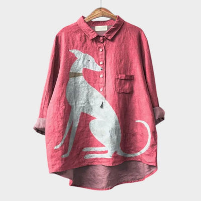 PALMIRA | Oversized Shirt with a Canine Design and Everyday Comfort for a Carefree Look