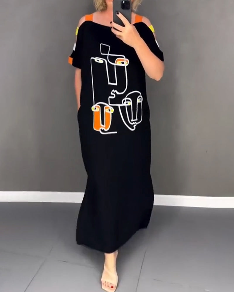 Primina™ - Robe épaules dénudées découpée imprimé fente