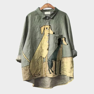 PALMIRA | Oversized Shirt with a Canine Design and Everyday Comfort for a Carefree Look