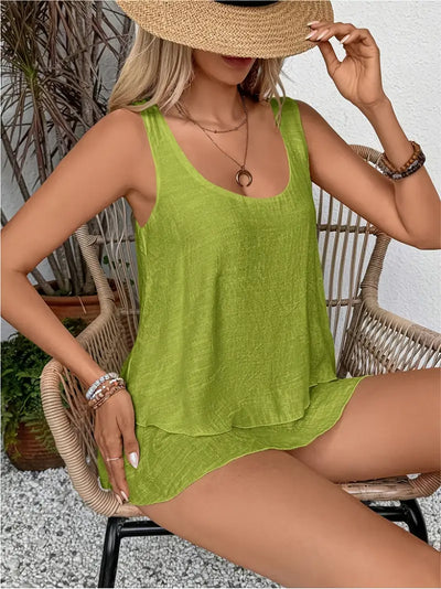 Cressida - Viscose Blend Tank Top with Ruffle