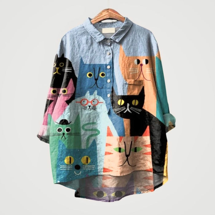 PALMIRA | Oversized Shirt with a Canine Design and Everyday Comfort for a Carefree Look