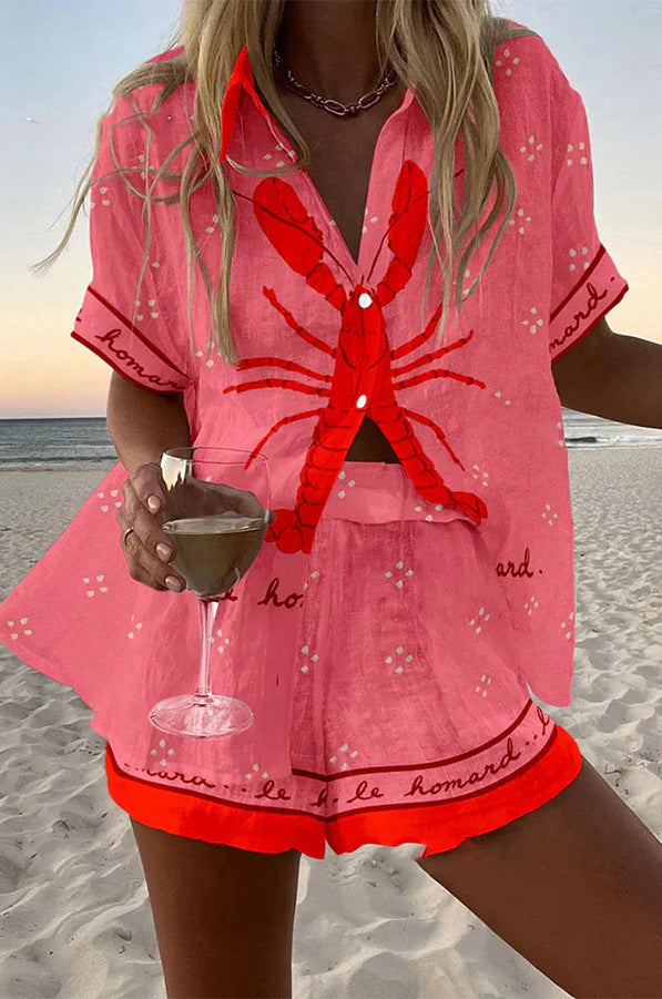 Ball™ | Short suit in lobster pink linen