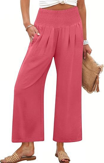 Women's Smocked Waist Wide Leg Palazzo Pants