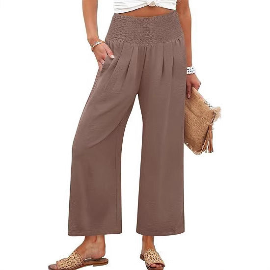 Women's Smocked Waist Wide Leg Palazzo Pants