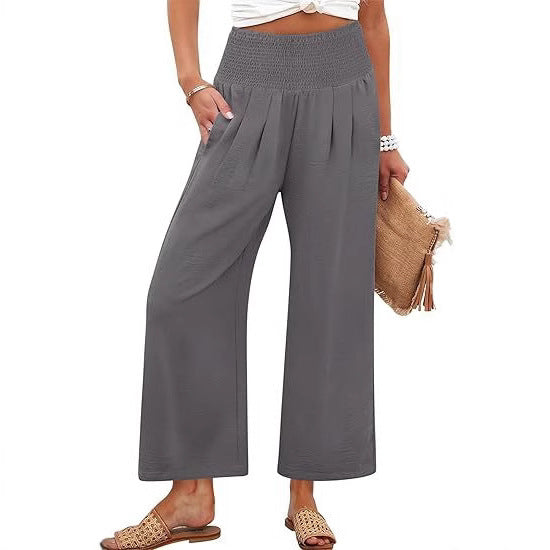Women's Smocked Waist Wide Leg Palazzo Pants