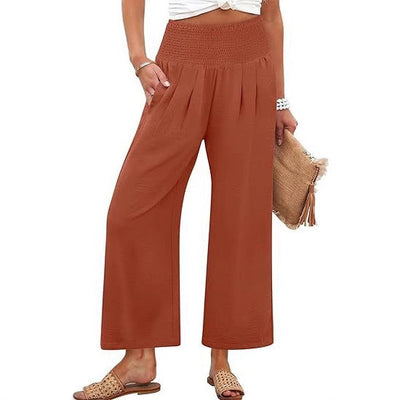 Women's Smocked Waist Wide Leg Palazzo Pants