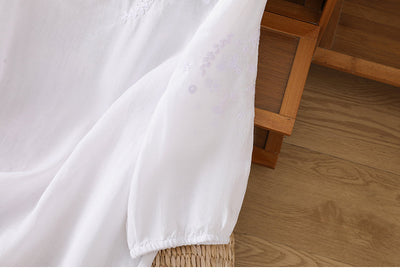 Kissina - Embroidered Cotton Linen Blouse